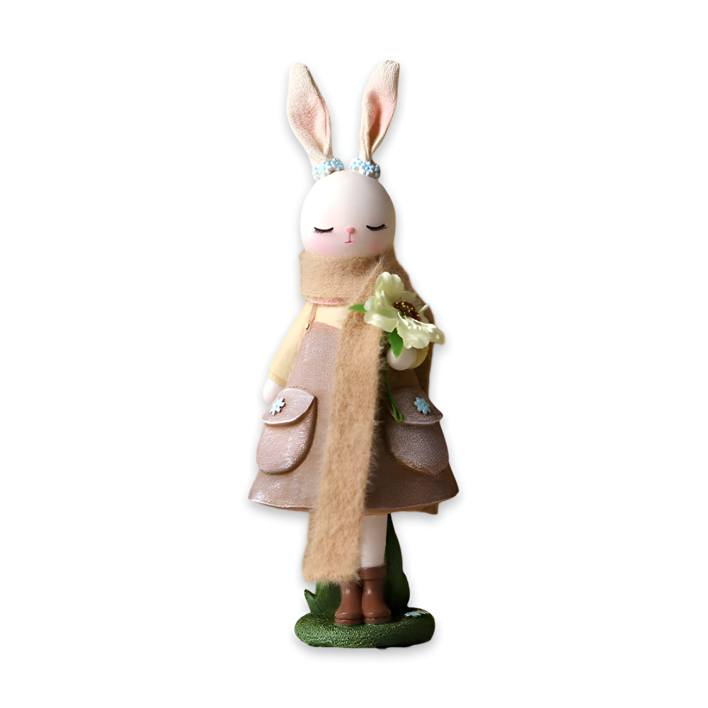 Oster - Elegante Oster Hasenfigur aus Harz mit Kleid & Blume