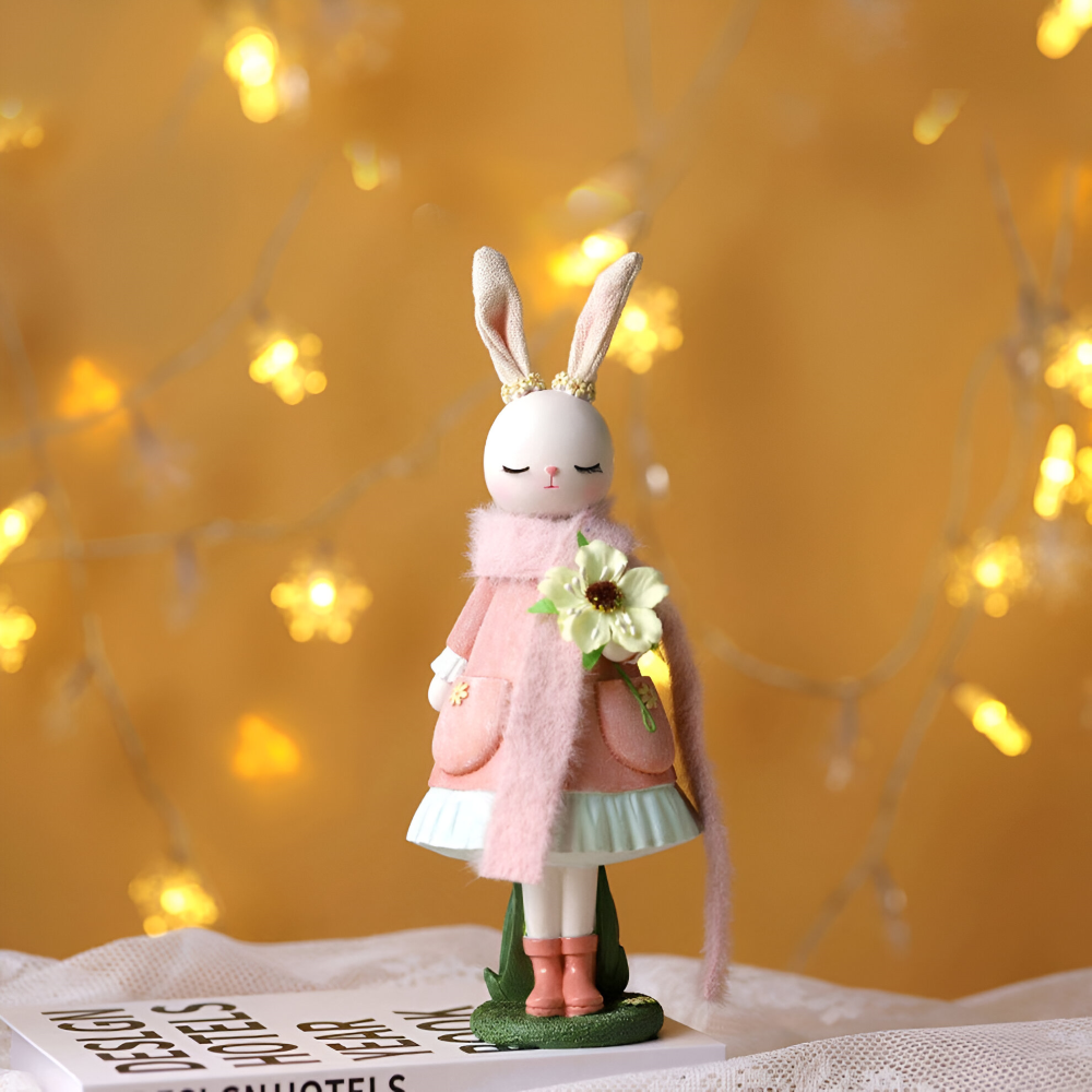 Oster - Elegante Oster Hasenfigur aus Harz mit Kleid & Blume
