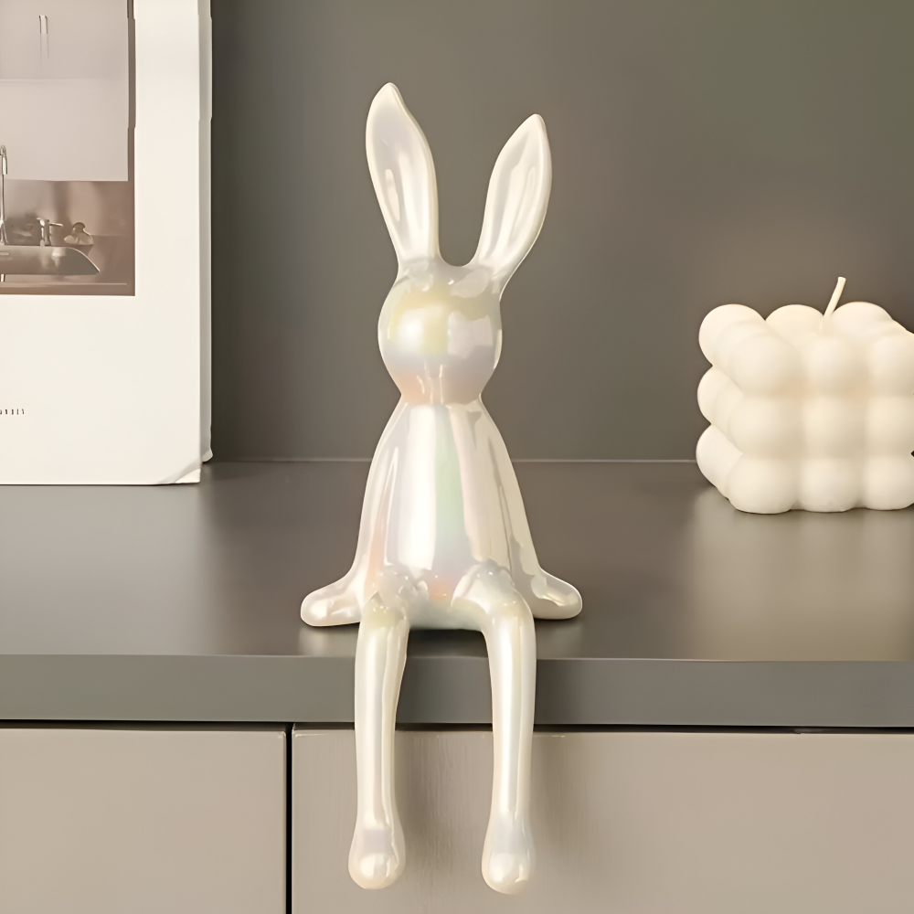Osterhase - Keramik Osterhase Statue langohr sitzend