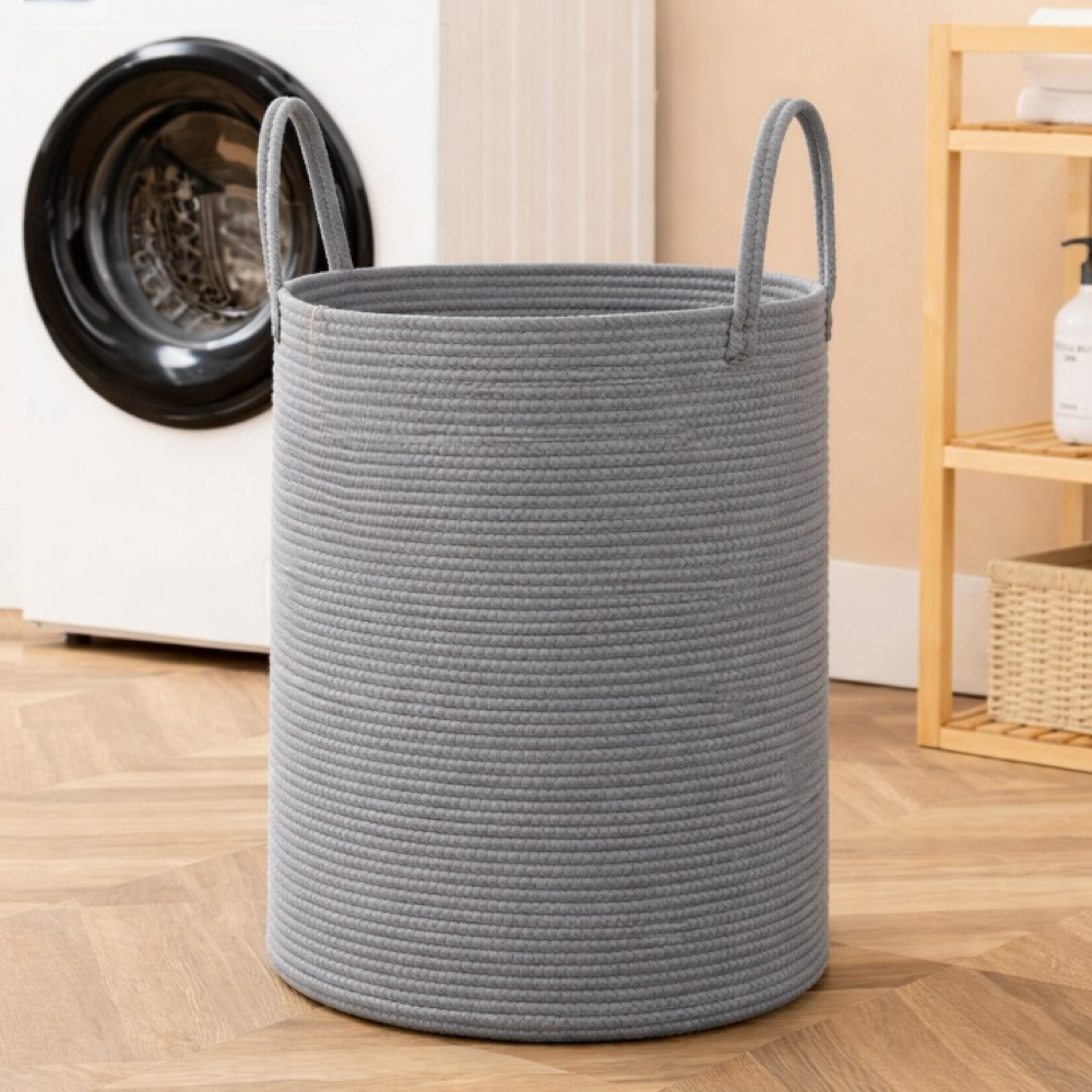 Wäschekorb - geflochtene Baumwolle 58L 38x50 cm