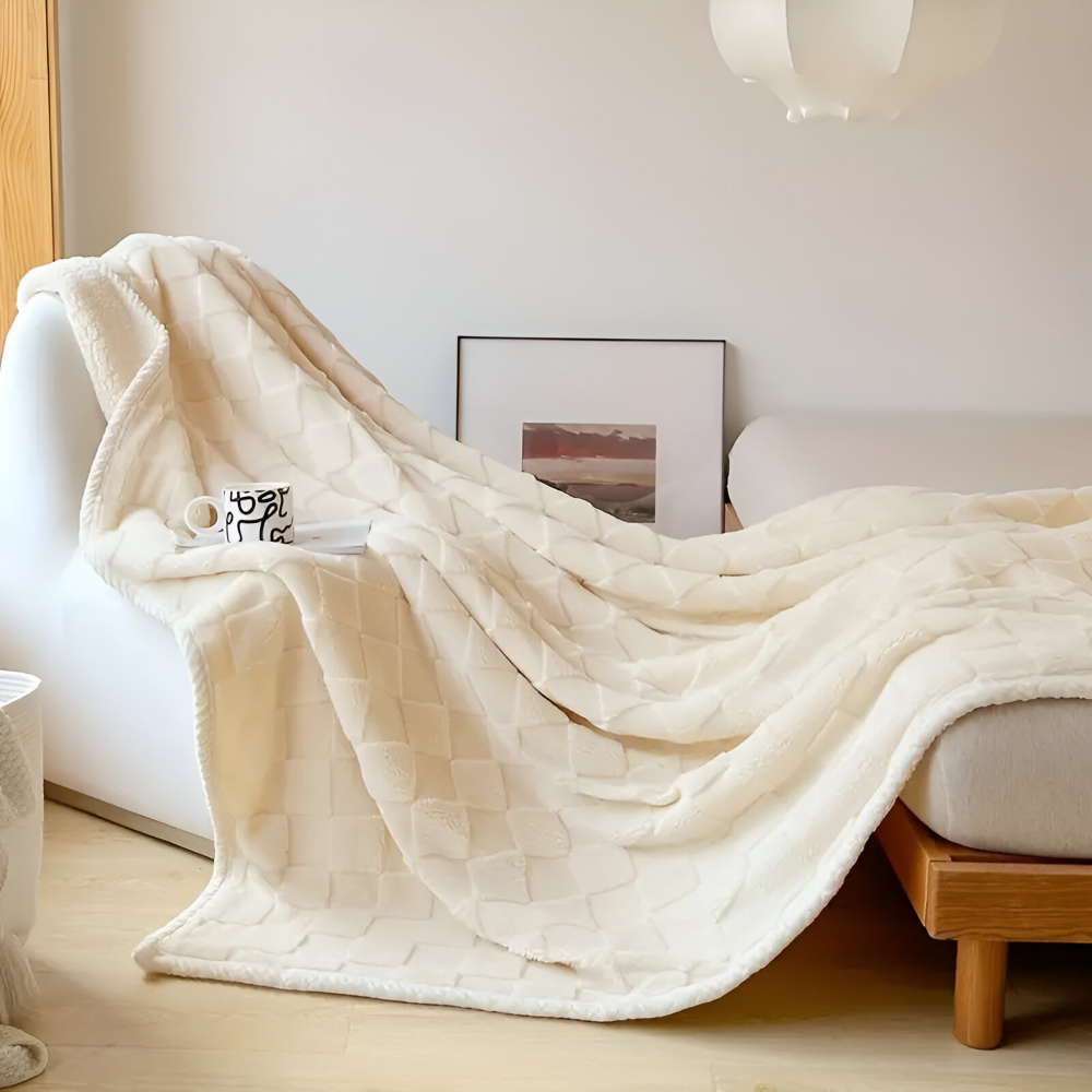 CozyCheck Plaid - Wendbare, Dicke Isolierte Fleece Decke für den Winter