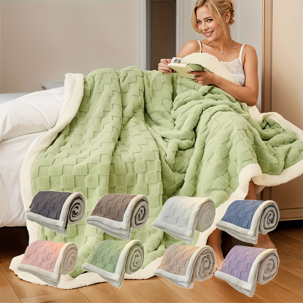 CozyCheck Plaid - Wendbare, Dicke Isolierte Fleece Decke für den Winter