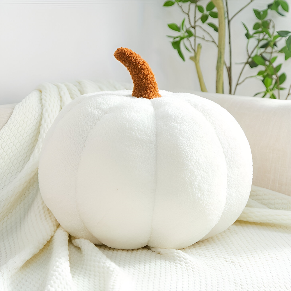 Halloween - Kürbis Dekokissen aus Teddy-Plüsch 20x30 cm