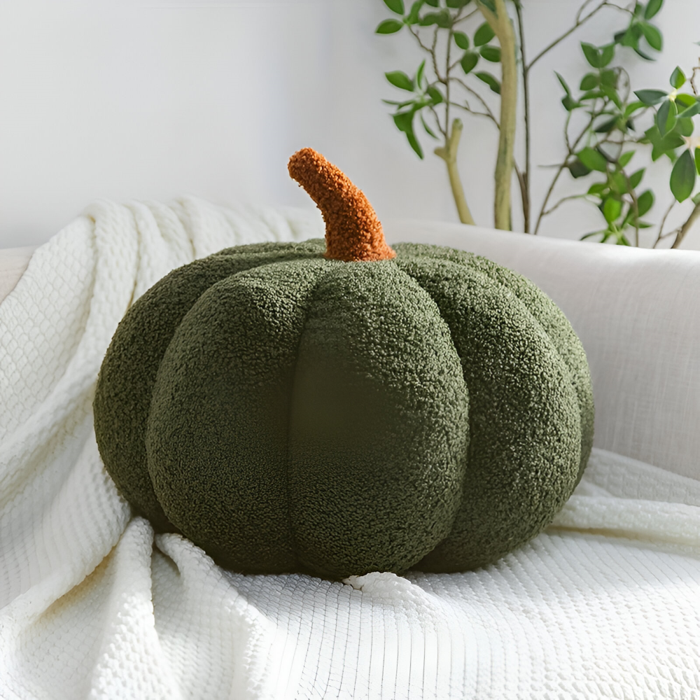 Halloween - Kürbis Dekokissen aus Teddy-Plüsch 20x30 cm