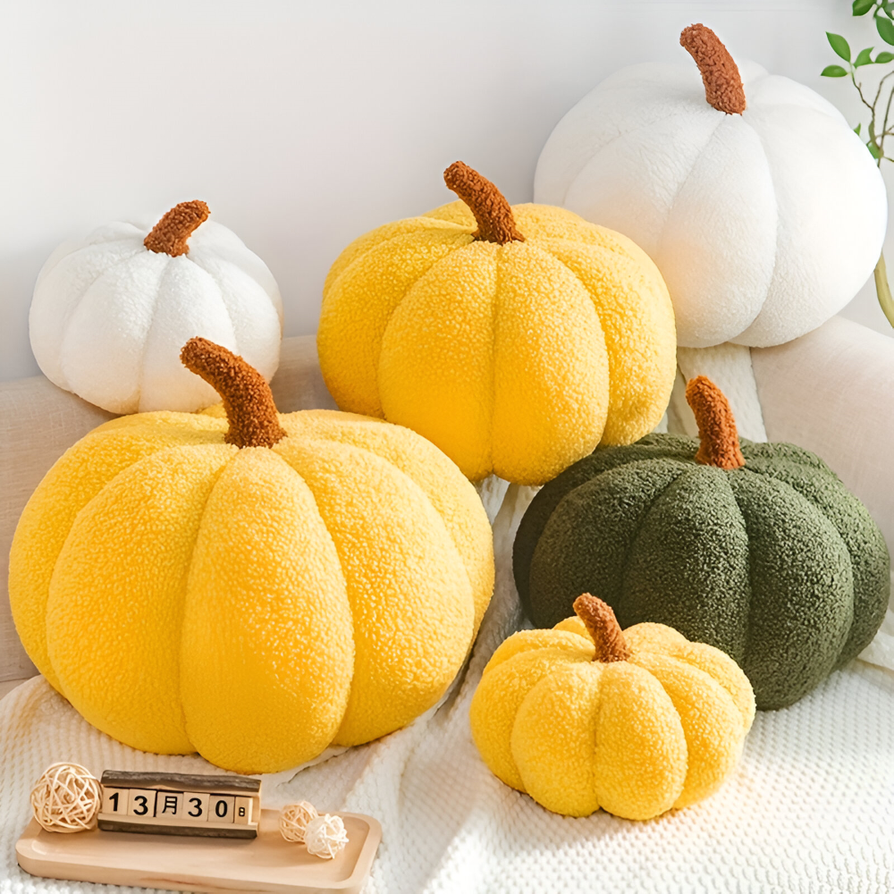 Halloween - Kürbis Dekokissen aus Teddy-Plüsch 20x30 cm