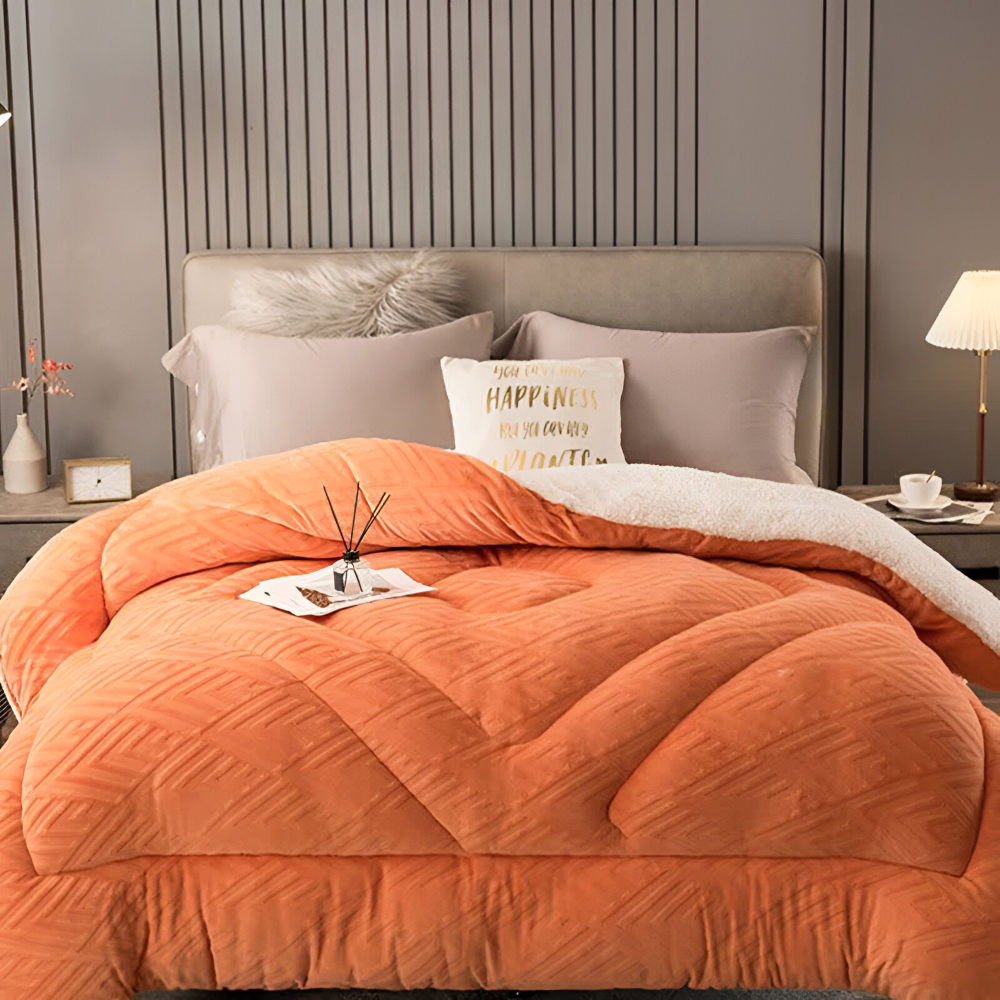 Gemütliche Dicke Sherpa Fleece Bettdecke mit Gestepptem Innenfutter für Ultimativen Komfort