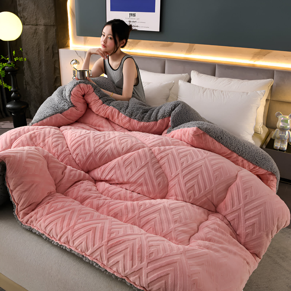 Sherpa - Fleece Bettdecke mit gestepptem Innenfutter