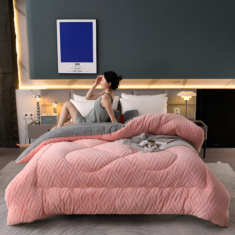Sherpa - Fleece Bettdecke mit gestepptem Innenfutter