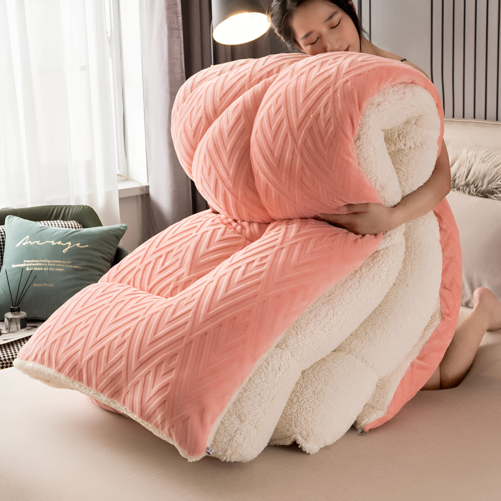 Sherpa - Fleece Bettdecke mit gestepptem Innenfutter