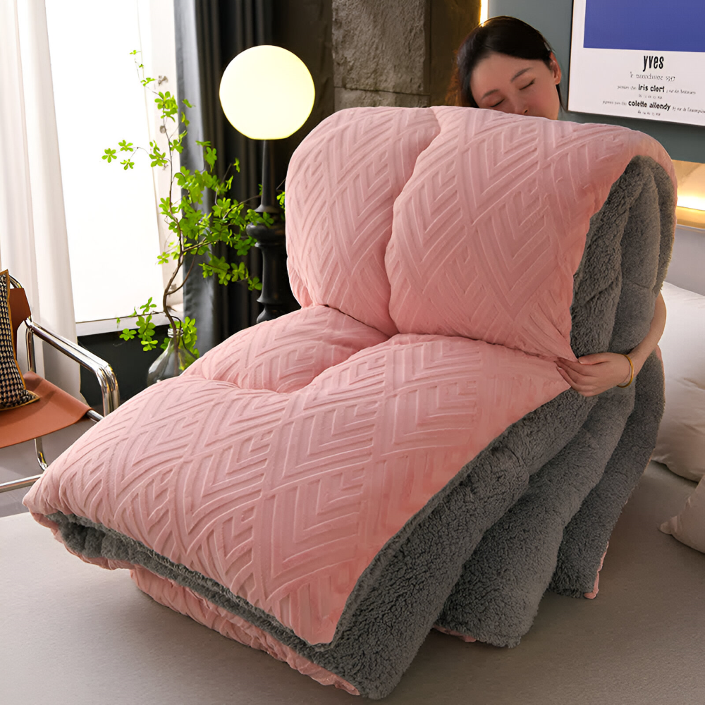 Sherpa - Fleece Bettdecke mit gestepptem Innenfutter