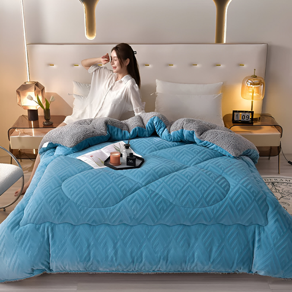 Sherpa - Fleece Bettdecke mit gestepptem Innenfutter