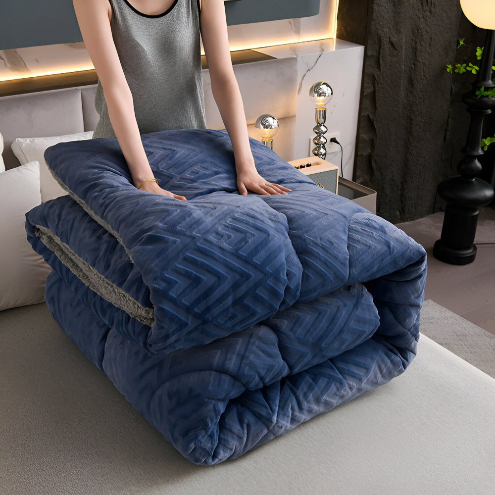 Sherpa - Fleece Bettdecke mit gestepptem Innenfutter