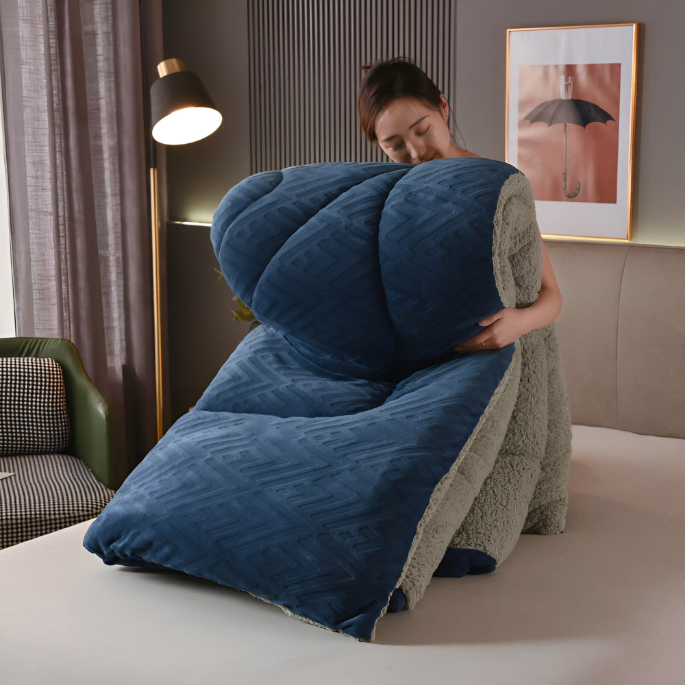Sherpa - Fleece Bettdecke mit gestepptem Innenfutter