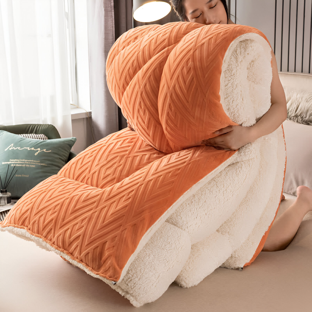 Sherpa - Fleece Bettdecke mit gestepptem Innenfutter