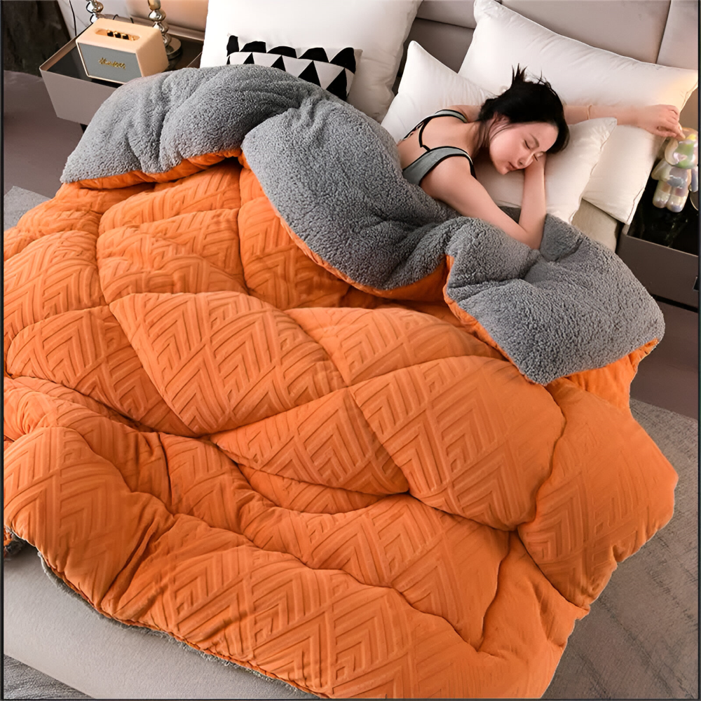 Sherpa - Fleece Bettdecke mit gestepptem Innenfutter