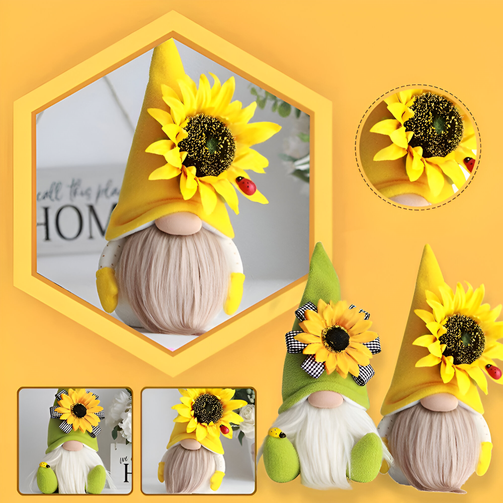 Niedliche - Gnome -Plüsch Gnom Figur mit Sonnenblume 25 cm