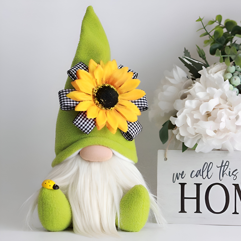 Niedliche - Gnome -Plüsch Gnom Figur mit Sonnenblume 25 cm
