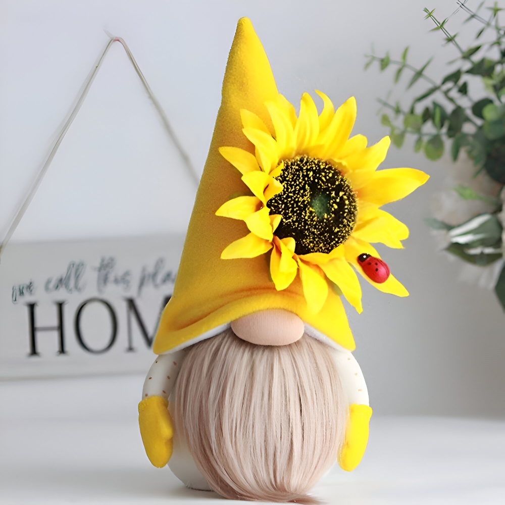 Niedliche - Gnome -Plüsch Gnom Figur mit Sonnenblume 25 cm