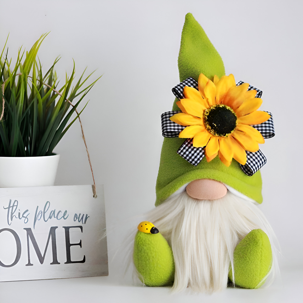 Niedliche - Gnome -Plüsch Gnom Figur mit Sonnenblume 25 cm