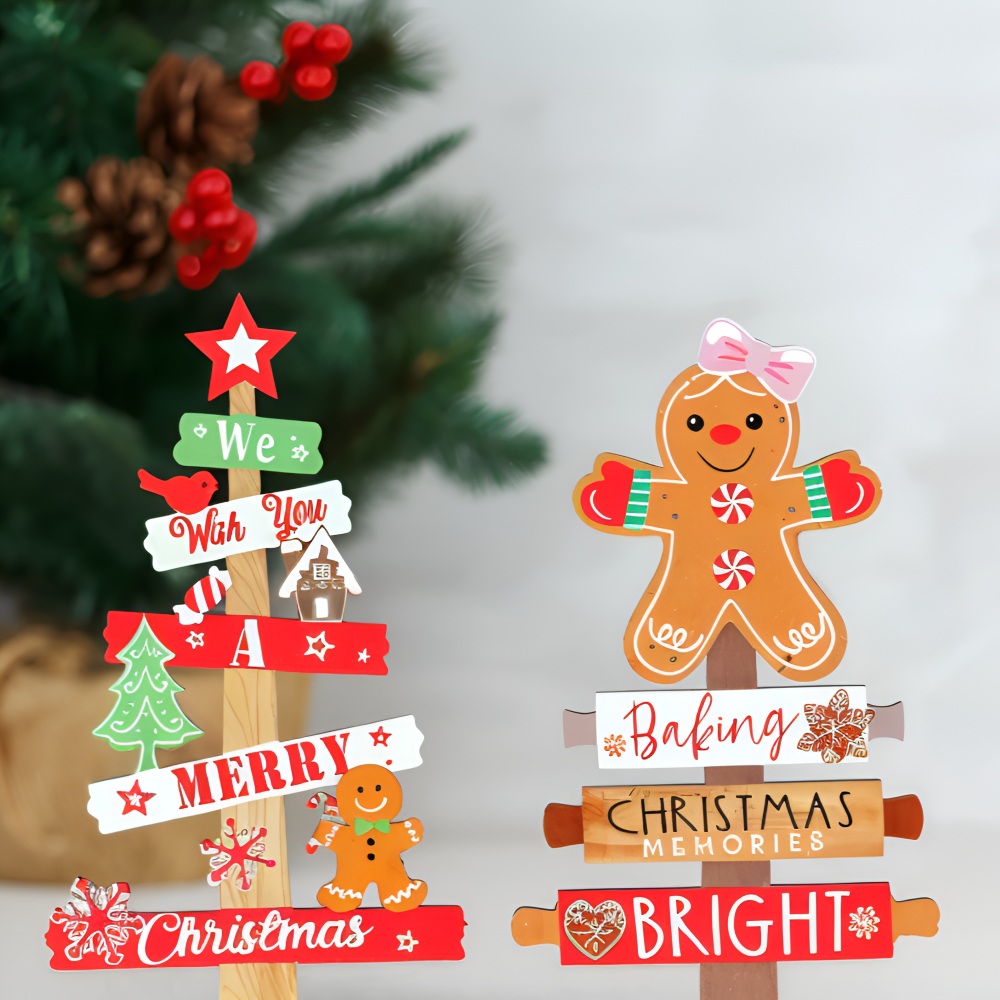 CutieCharms - Lebkuchenmann Weihnachtsanhänger aus Holz