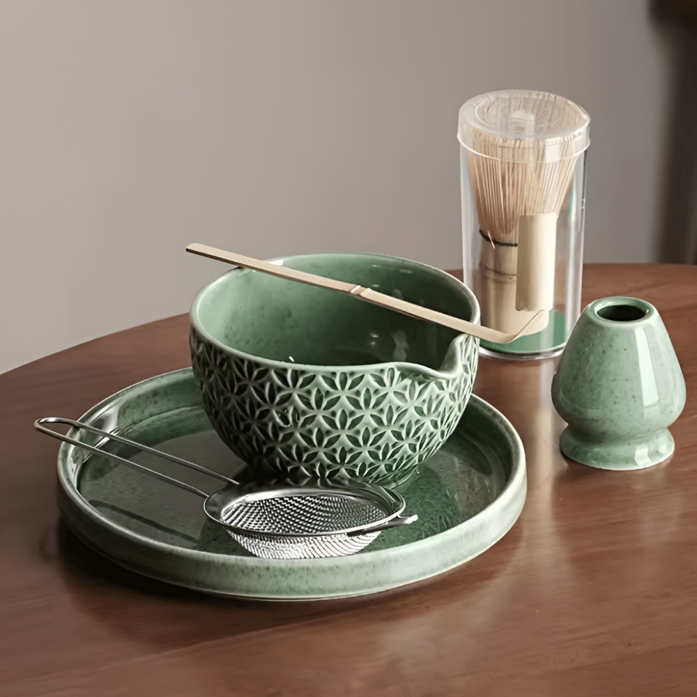Matcha - Tee Set 5/6-teilig aus Keramik & Bambus