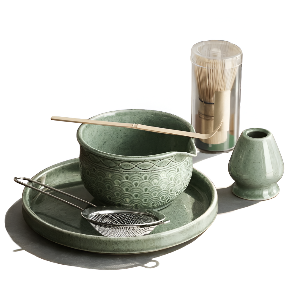 Matcha - Tee Set 5/6-teilig aus Keramik & Bambus