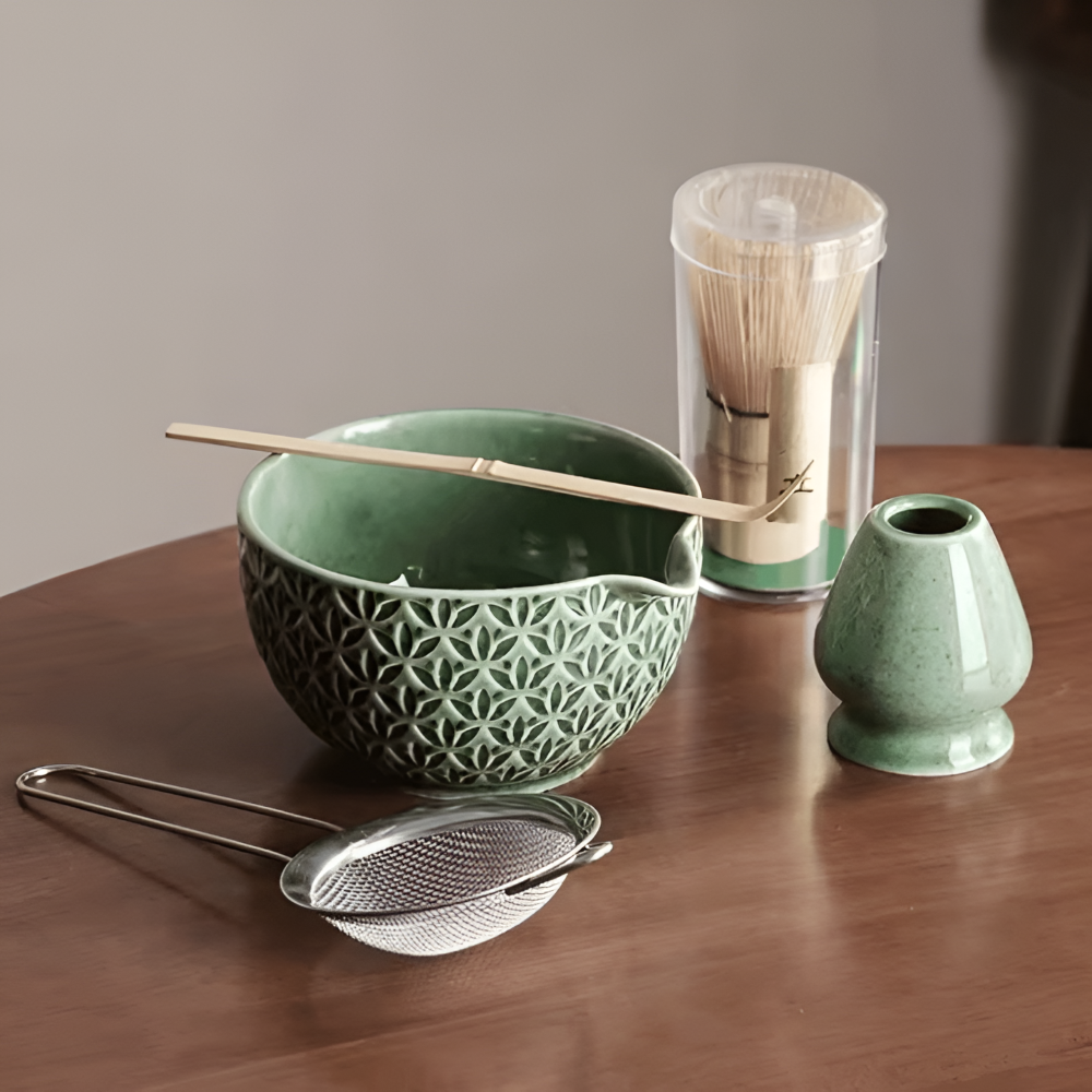 Matcha - Tee Set 5/6-teilig aus Keramik & Bambus