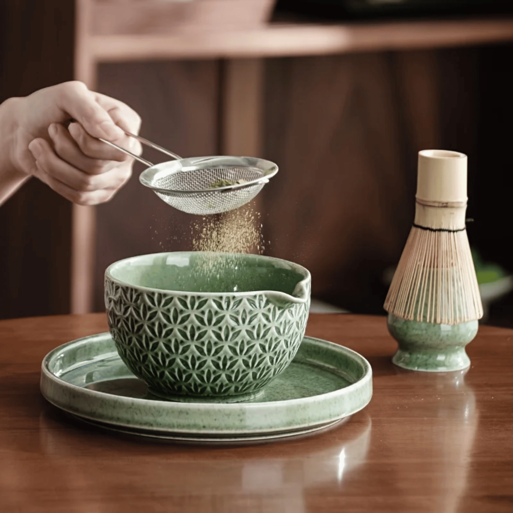 Matcha - Tee Set 5/6-teilig aus Keramik & Bambus