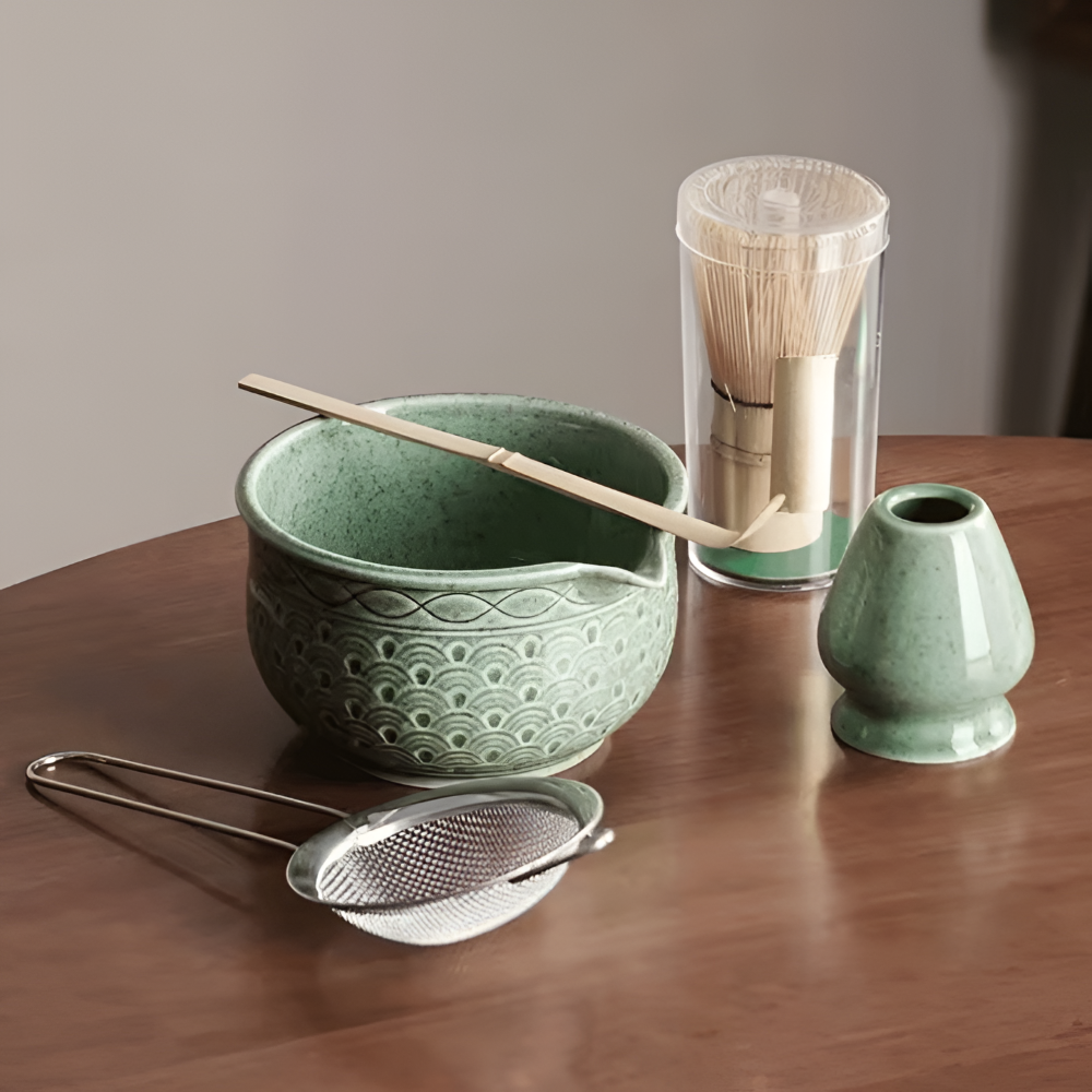 Matcha - Tee Set 5/6-teilig aus Keramik & Bambus