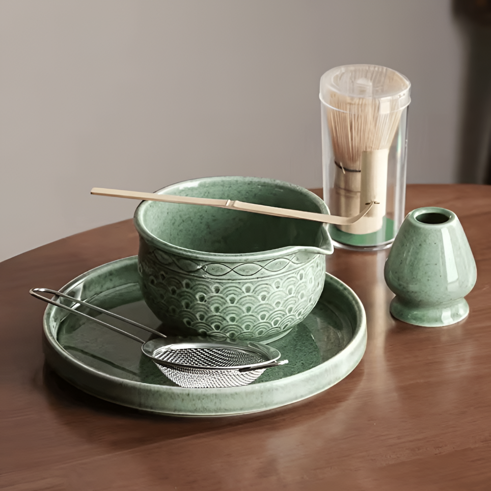Matcha - Tee Set 5/6-teilig aus Keramik & Bambus