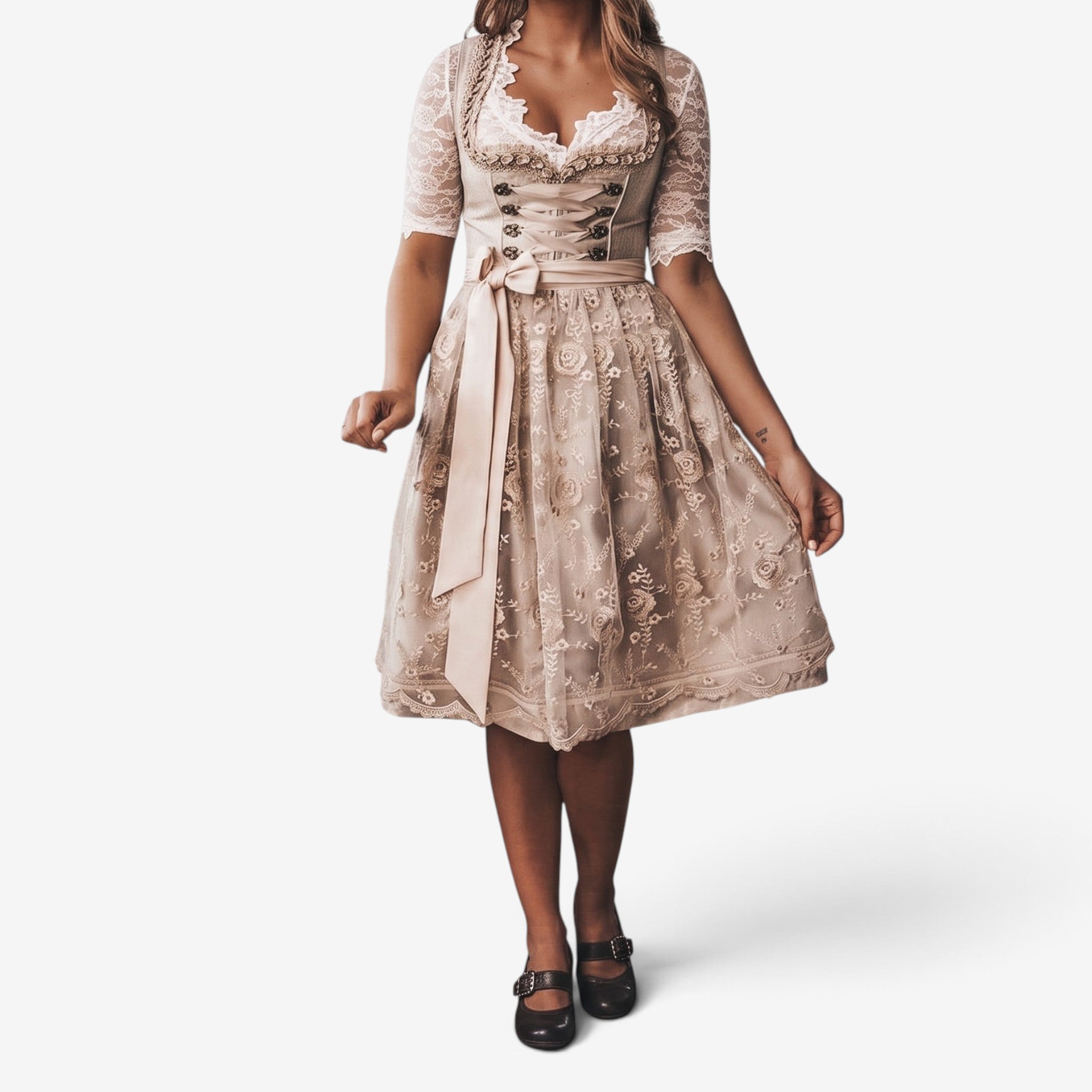 Elegantes Oktoberfestkleid mit Gürtel für Damen