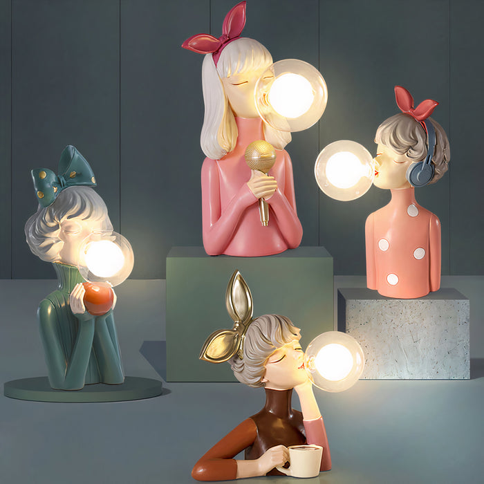 Lino - Tischlampe Holz & Glas mit LED Beleuchtung