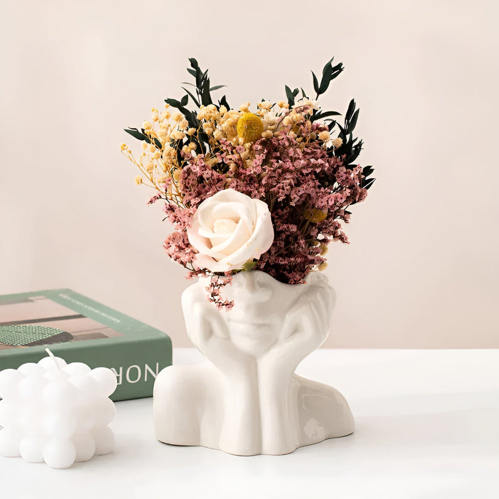 FemmeFlora Vase - Ausdrucksstarke Keramik Blumenvase mit menschlichem Gesicht