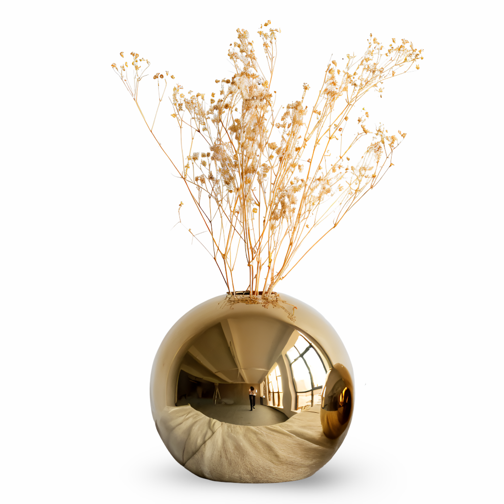 FloraOrb Vase - Runde Goldene Keramikvase