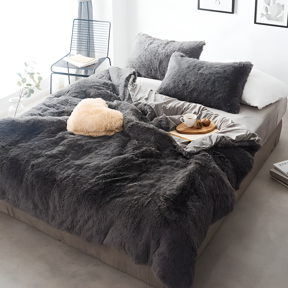 FlufFur Bettwäsche - Ultra Flauschige Fleece Bettdecke - Atmungsaktive Bettwäsche Set