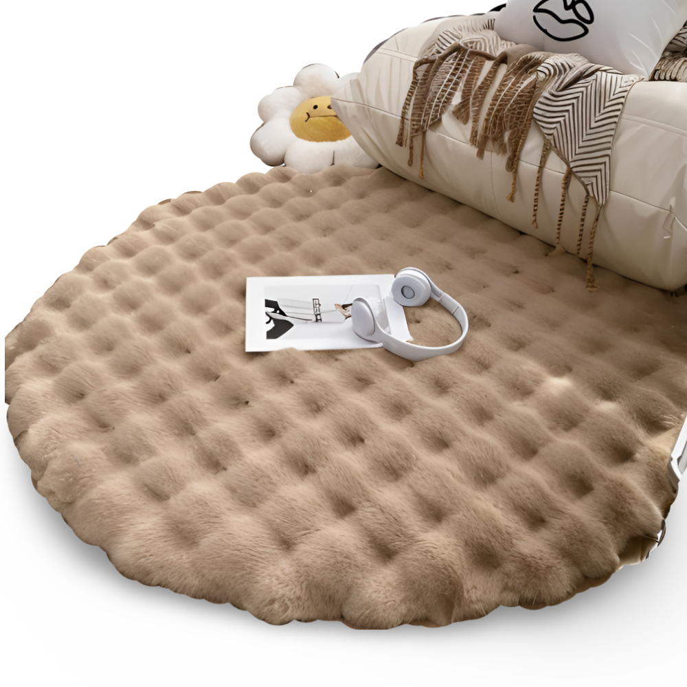 FluffCush Teppich - Flauschiger Premium Fleece, Rutschfest, Runde Dekorationsmatte