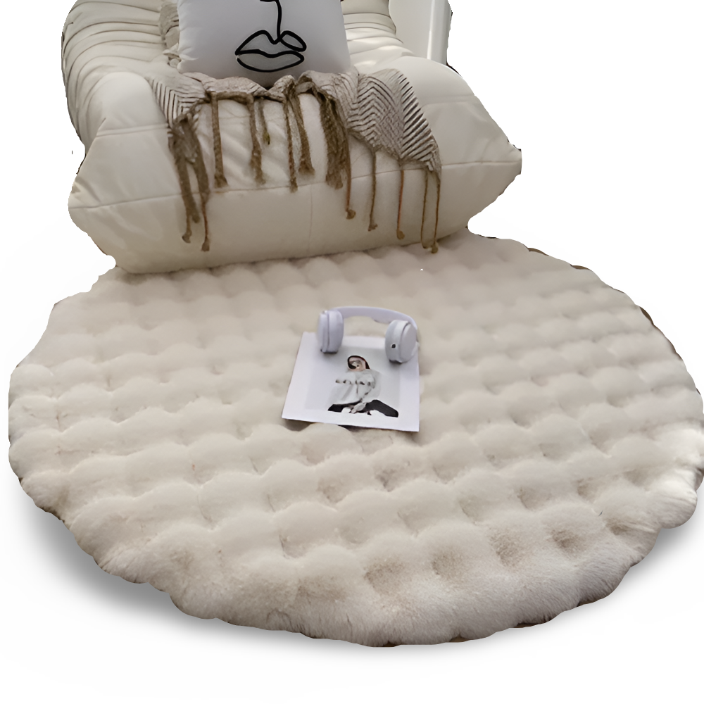 FluffCush Teppich - Flauschiger Premium Fleece, Rutschfest, Runde Dekorationsmatte
