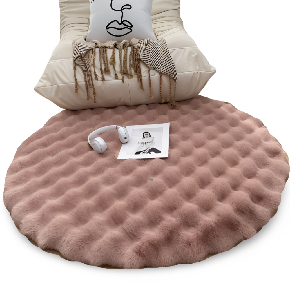 FluffCush Teppich - Flauschiger Premium Fleece, Rutschfest, Runde Dekorationsmatte