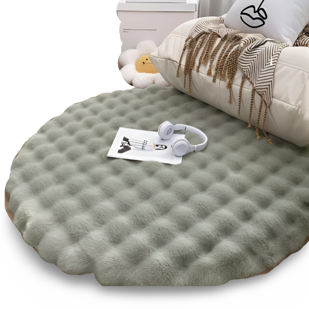 FluffCush Teppich - Flauschiger Premium Fleece, Rutschfest, Runde Dekorationsmatte