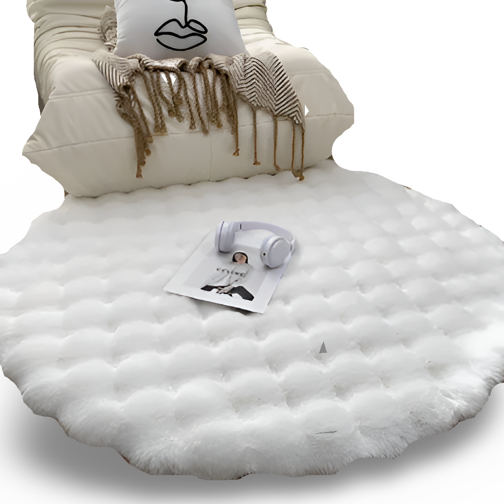 FluffCush Teppich - Flauschiger Premium Fleece, Rutschfest, Runde Dekorationsmatte