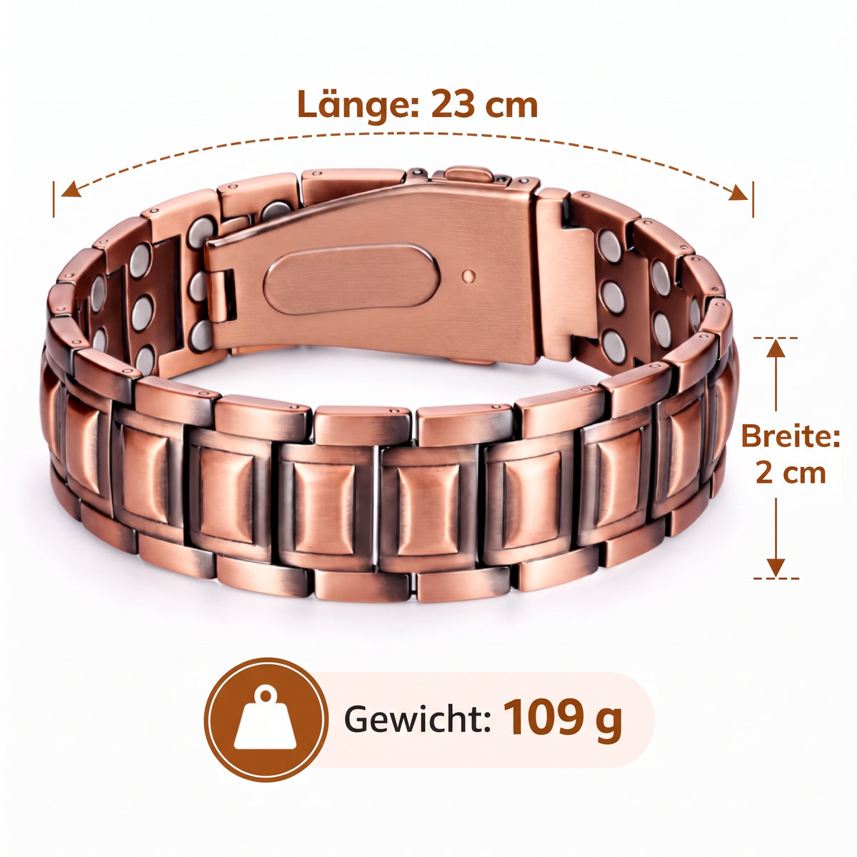 CopperLink - Kupferarmband mit Magnetverschluss und geometrischem Muster