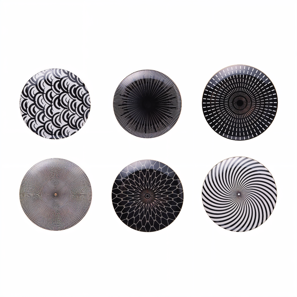 Porzellanteller - geometrischem Muster 15/20/25 cm