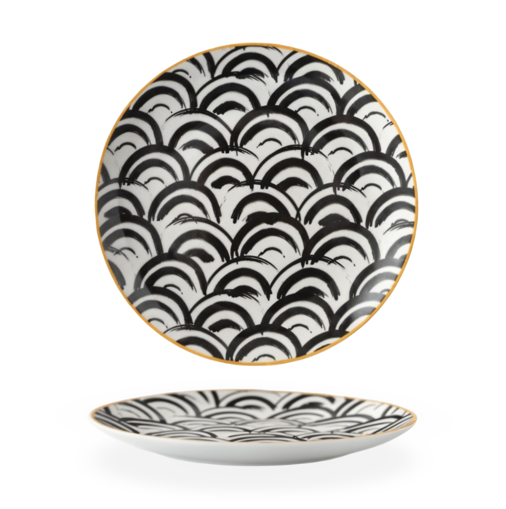 Porzellanteller - geometrischem Muster 15/20/25 cm