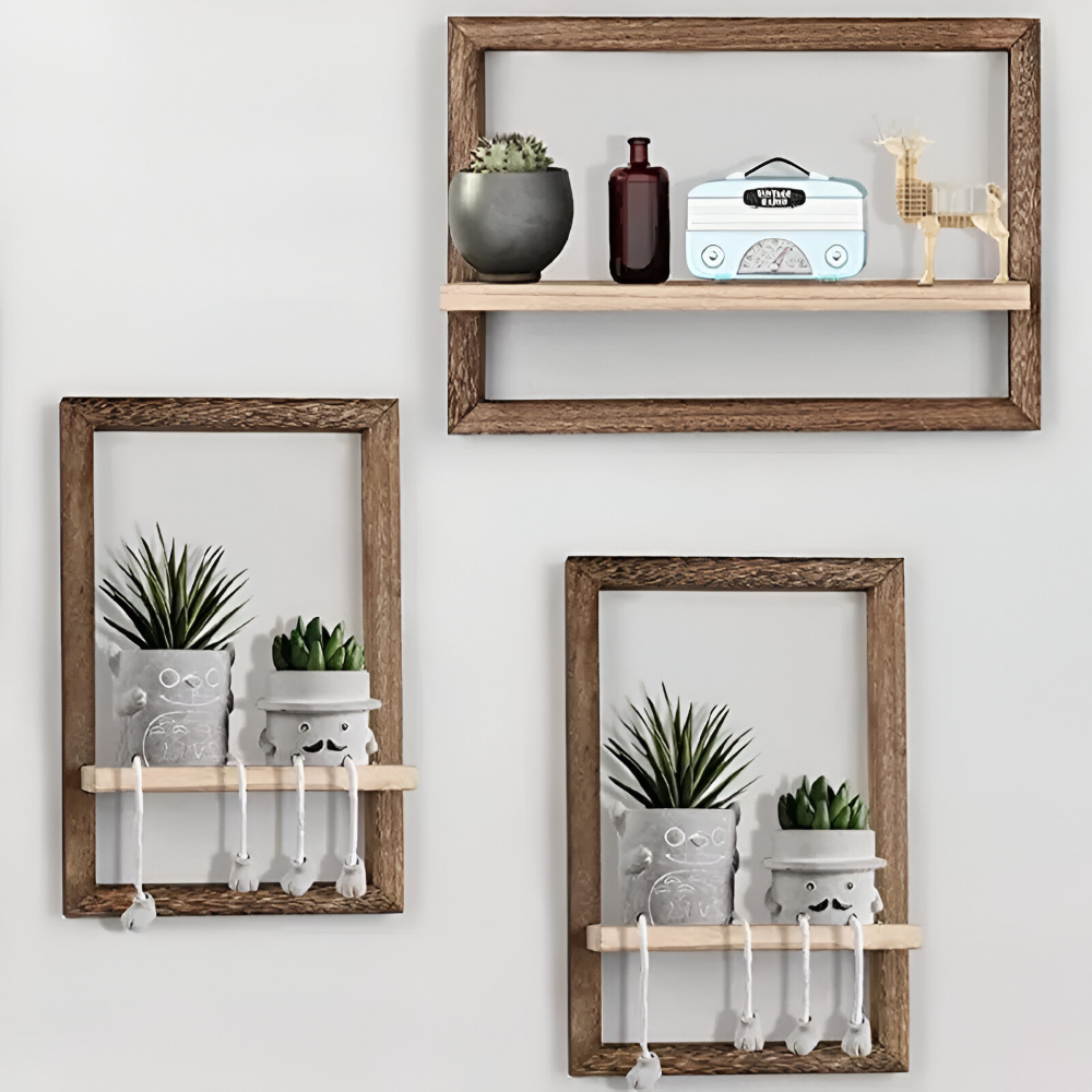 Geometrisches Wandregal aus Holz (in 2 Größen) – Schwebende Wandregale – Modernes Design