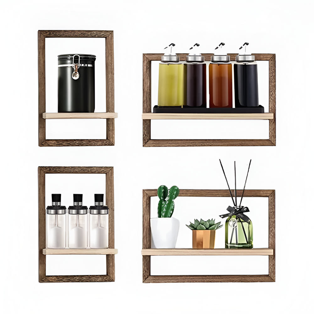 Geometrisches Wandregal aus Holz (in 2 Größen) – Schwebende Wandregale – Modernes Design