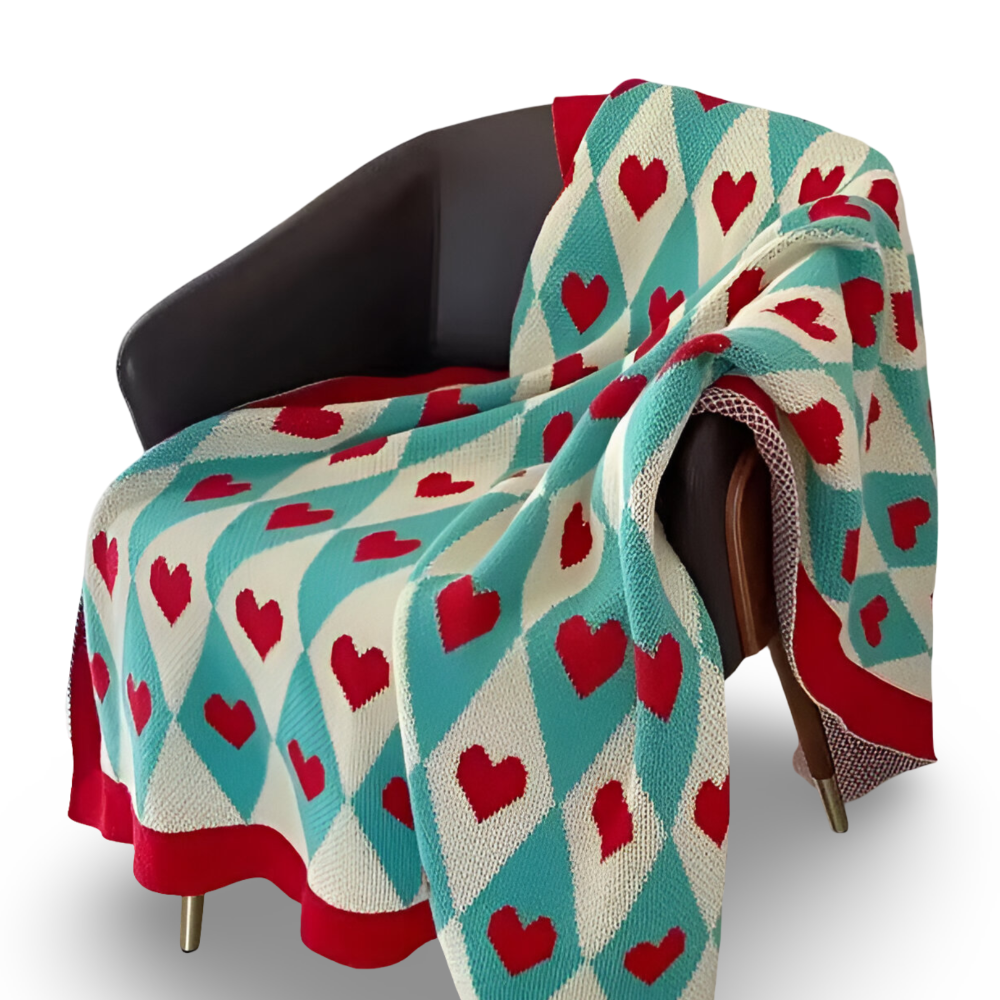 HeartiKnit Plaid - Stilvolle Fleecedecke mit Herzmuster