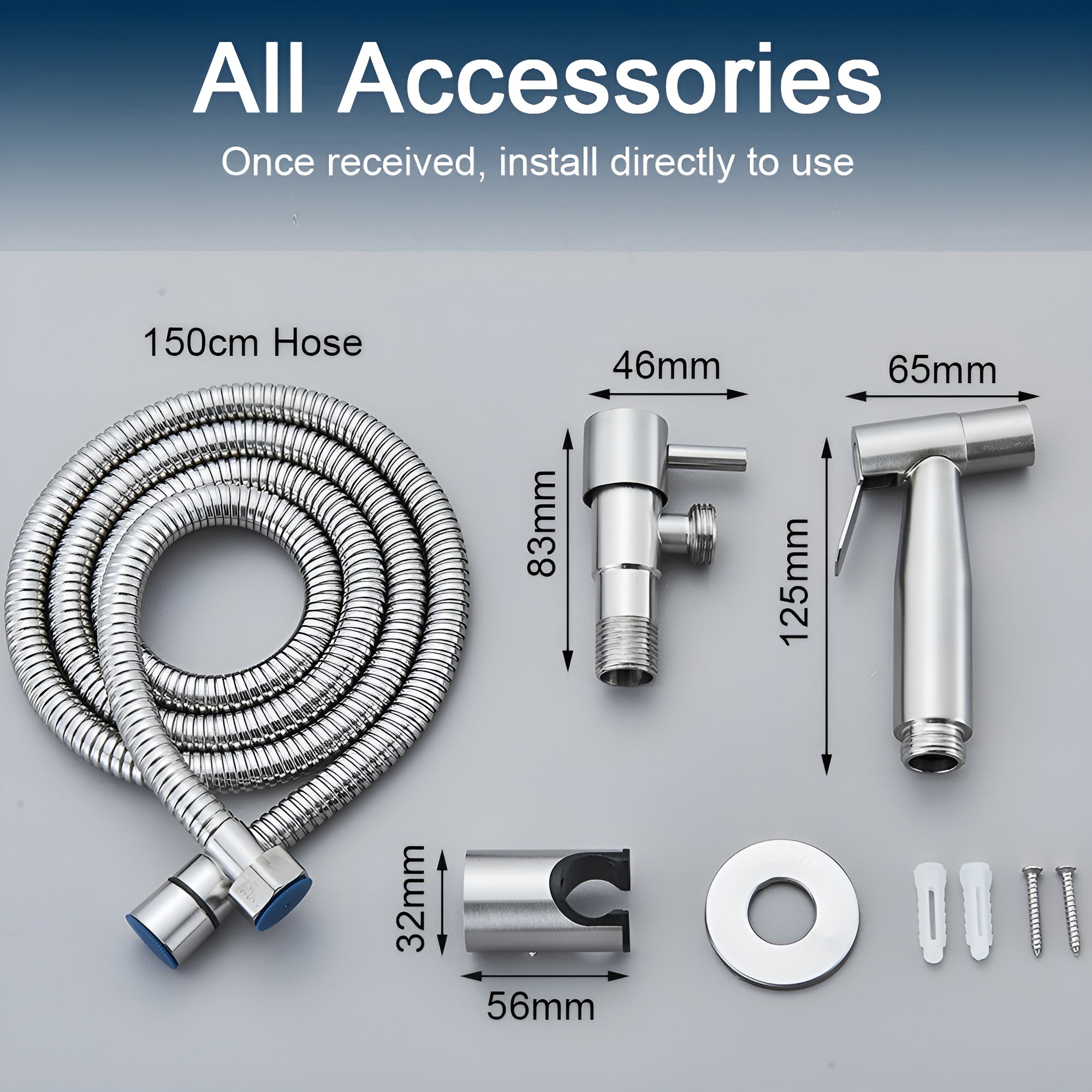 AquaGleam - Edelstahl Bidet-Sprühkopf mit Wandhalterung