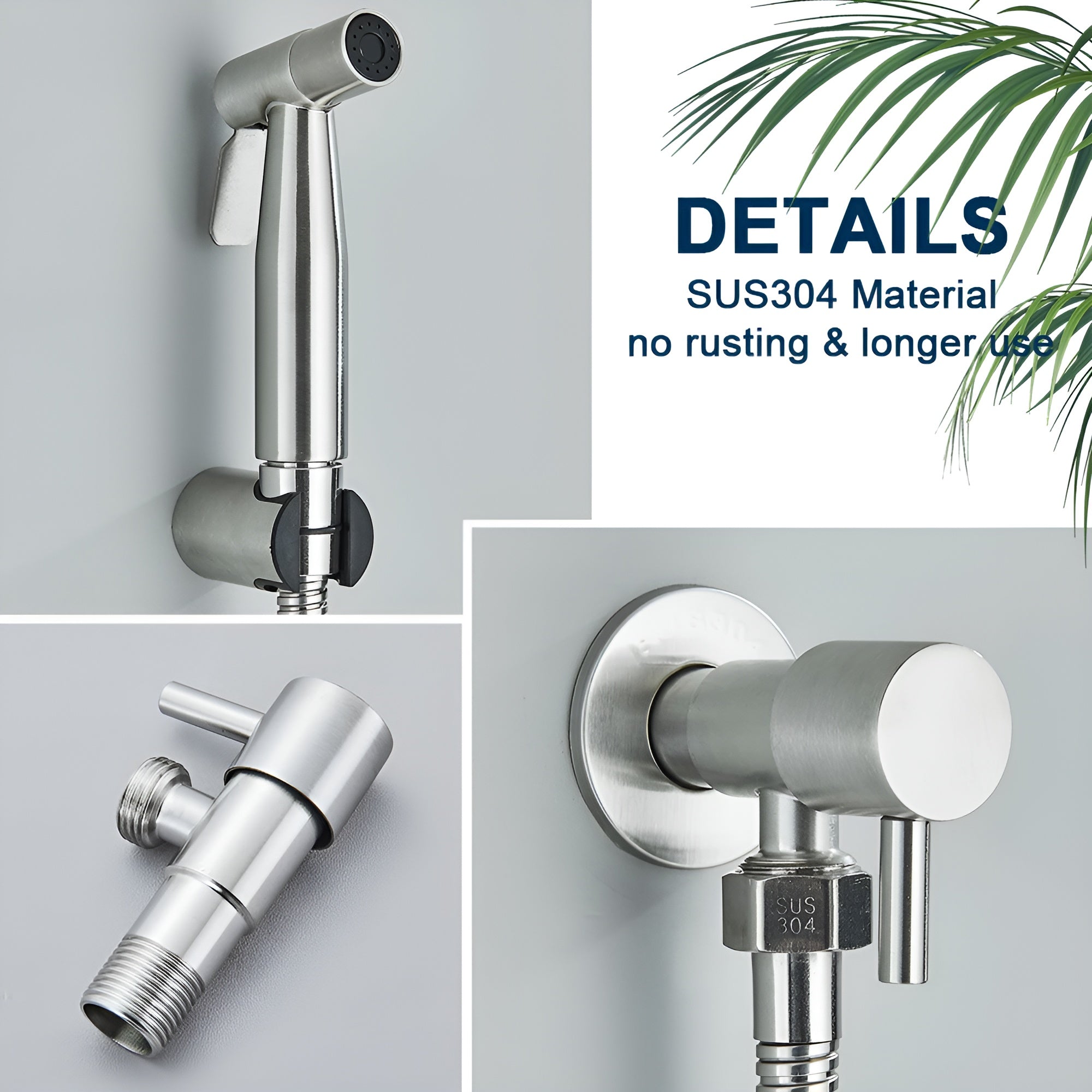 AquaGleam - Edelstahl Bidet-Sprühkopf mit Wandhalterung