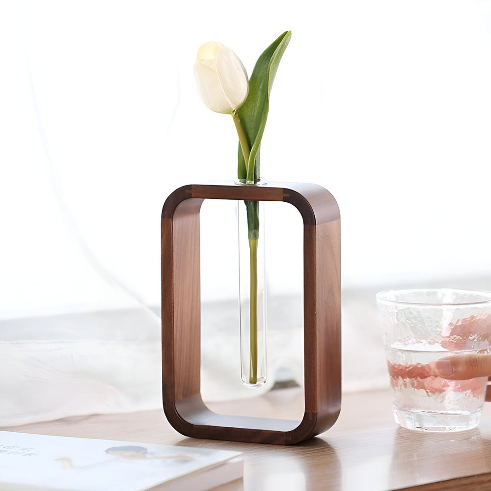 Elegante Holz Glas Pflanzenvase | Idealer dekorativer Pflanzer für Gartenliebhaber