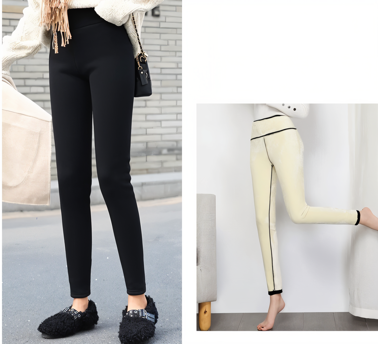 Damen - Fleece Leggings High Waist